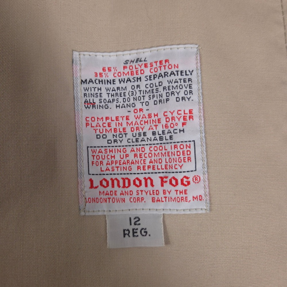 VINTAGE London Fog Coat Women 12 Tan Trench Maincoats Cotton Blend Classic 70s - Picture 4 of 13